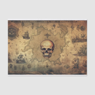  Fantasy Kaart Piraten Schedel Decoupage Tissuepapier