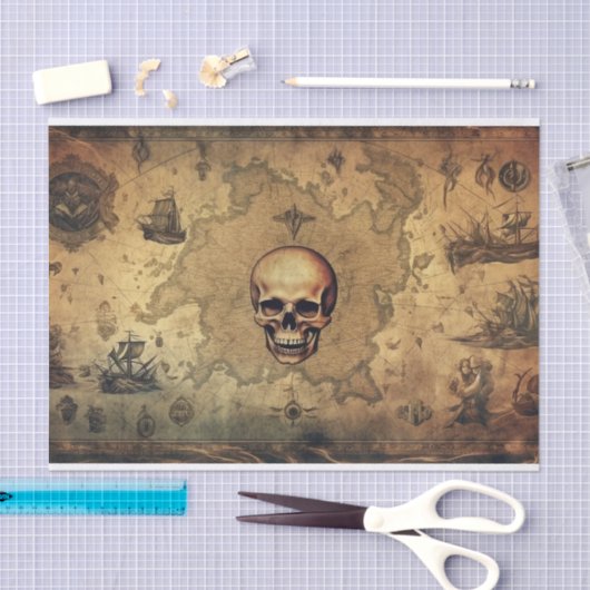 Fantasy Kaart Piraten Schedel Decoupage Tissuepapier (Craft)