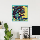 Fantasy Kaiju Anime - Houtsnede 1 Poster (Thuiskantoor)