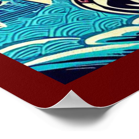 Fantasy Kaiju Anime - houtsnede 3 Poster (Hoek)