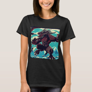 Fantasy Kaiju Anime - houtsnede 3 T-shirt