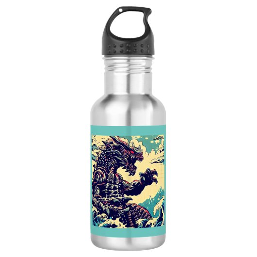 Fantasy Kaiju Anime - Houtsnede 4 Waterfles (Voorkant)