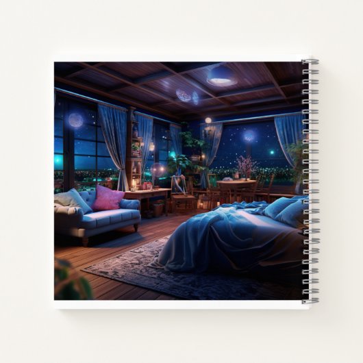 Fantasy kamer in de nachtelijke Desk Mat Notitieboek (Achterkant)