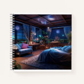Fantasy kamer in de nachtelijke Desk Mat Notitieboek (Voorkant)