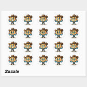 Fantasy Karakter in Denim en Pet Ronde Sticker (Vel)
