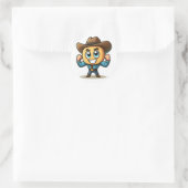 Fantasy Karakter in Denim en Pet Ronde Sticker (Tas)