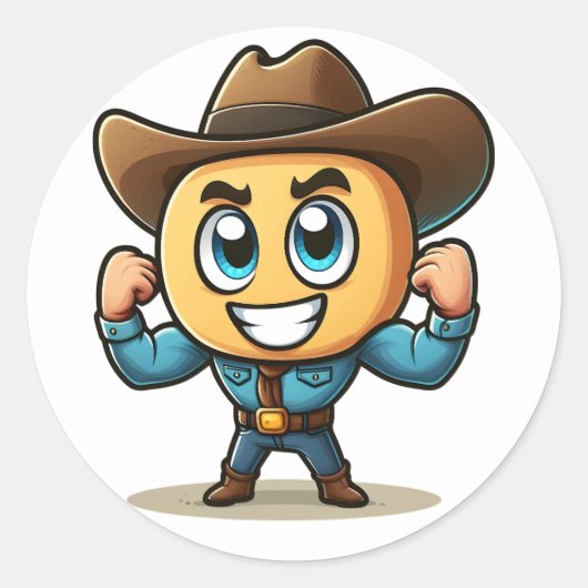 Fantasy Karakter in Denim en Pet Ronde Sticker (Voorkant)