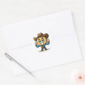 Fantasy Karakter in Denim en Pet Ronde Sticker (Envelop)