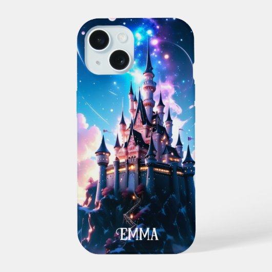 Fantasy Kasteel Aangepaste Naam iPhone 15 Case (Achterkant)