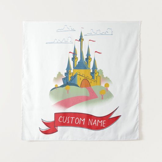 Fantasy Kasteel Aangepaste Tekst Wandkleed (Voorkant)
