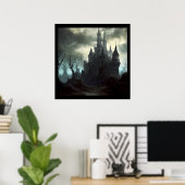 Fantasy Kasteel Beangstigend Landschap 2 Poster (Thuiskantoor)