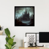 Fantasy Kasteel Beangstigend Landschap 3 Poster (Thuiskantoor)
