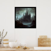 Fantasy Kasteel Beangstigend Landschap 3 Poster (Keuken)