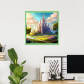 Fantasy Kasteel Gelukkig Landschap 2 Poster (Thuiskantoor)