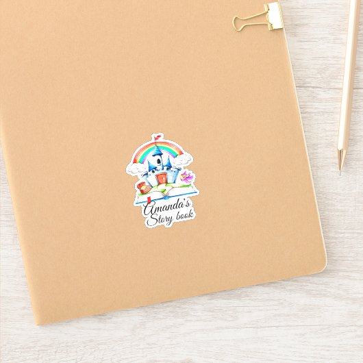 Fantasy kasteel gepersonaliseerd voor kinderen sticker (Notitieboek)