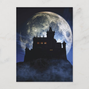 Fantasy kasteel in de nacht briefkaart