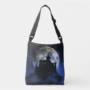 Fantasy kasteel in de nacht crossbody tas