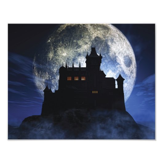 Fantasy kasteel in de nacht foto afdruk (Voorkant)