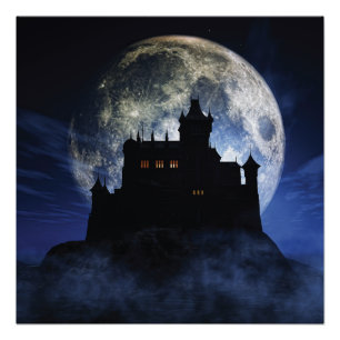 Fantasy kasteel in de nacht perfect poster