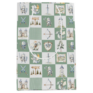 Fantasy kasteel met draken en ridders baby jongen medium cadeauzakje