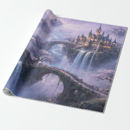Fantasy Kasteel Surrealistisch Landschap Lavendel  Cadeaupapier
