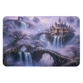 Fantasy Kasteel Surrealistisch Landschap Lavendel  Magneet