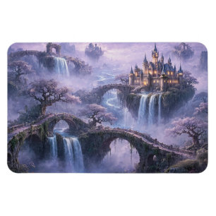 Fantasy Kasteel Surrealistisch Landschap Lavendel Magneet
