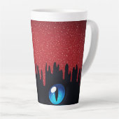 Fantasy Kat Blauwe Ogen Met Druppels Latte Mok (Rechterhoek)