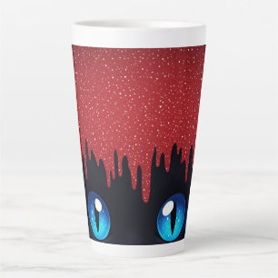 Fantasy Kat Blauwe Ogen Met Druppels Latte Mok