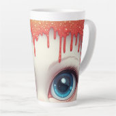 Fantasy Kat Blauwe Ogen Met Druppels Latte Mok (Rechterhoek)
