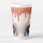 Fantasy Kat Blauwe Ogen Met Druppels Latte Mok (Voorkant)