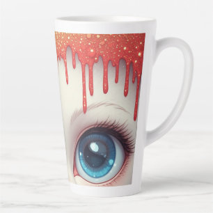 Fantasy Kat Blauwe Ogen Met Druppels Latte Mok