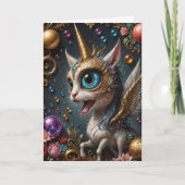 Fantasy kat eenhoorn, verjaardag kaart (Voorkant)