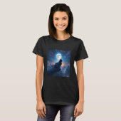 Fantasy Kat Maan Wolken T-shirt (Voorkant volledig)