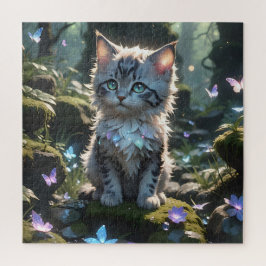 Fantasy Kat met vlinders puzzel