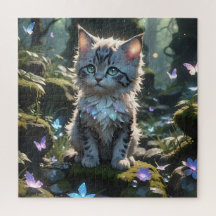 Fantasy Kat met vlinders puzzel