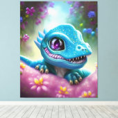 Fantasy Kawaii schattige en aanbiddelijke baby dra Canvas Afdruk (Insitu (Houten vloer))