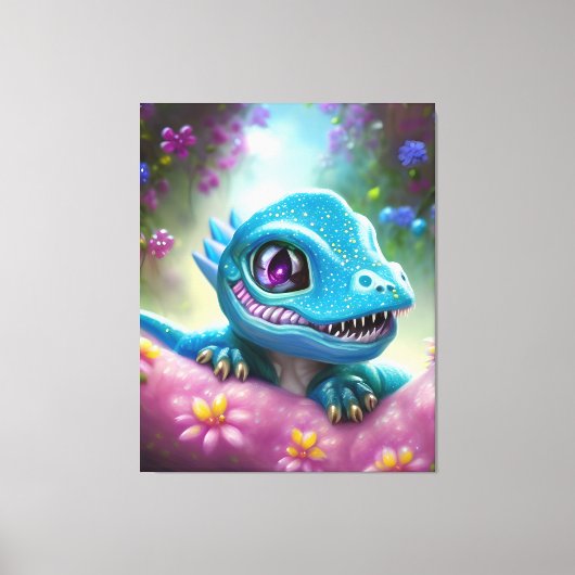 Fantasy Kawaii schattige en aanbiddelijke baby dra Canvas Afdruk (Voorkant)