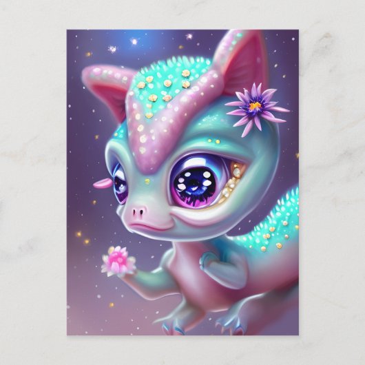Fantasy Kawaii schattige en schattige baby dinosau Briefkaart (Voorkant)
