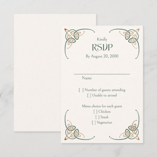 Fantasy Keltische middeleeuwse bruiloft RSVP Kaartje (Voorkant / Achterkant)