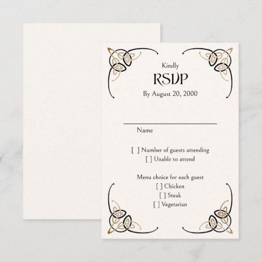 Fantasy Keltische middeleeuwse bruiloft RSVP Kaartje (Voorkant / Achterkant)