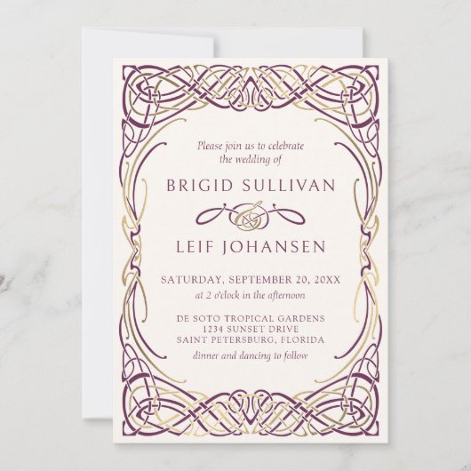 Fantasy Keltische middeleeuwse bruiloft uitnodigin Kaart (Voorkant)