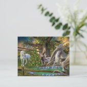 Fantasy Kerst Elfje Eenhoorn Draak Briefkaart (Staand voorkant)
