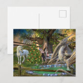 Fantasy Kerst Elfje Eenhoorn Draak Briefkaart (Voorkant / Achterkant)