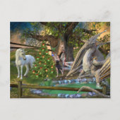 Fantasy kerst Fairy Unicorn Dragon Briefkaart (Voorkant)