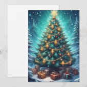 Fantasy Kerstboom Feestdagenkaart (Voorkant / Achterkant)