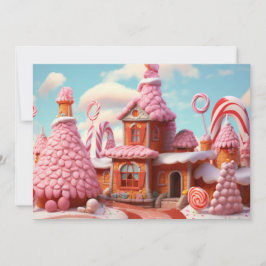 Fantasy Kersthuis met Snoepjes 1 Feestdagenkaart
