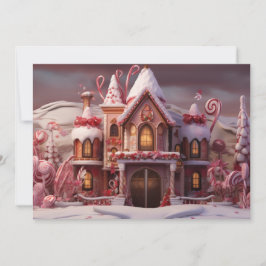 Fantasy Kersthuis met Snoepjes 3  Feestdagenkaart