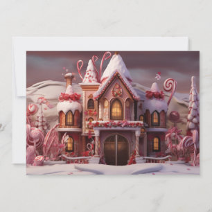 Fantasy Kersthuis met Snoepjes 3 Feestdagenkaart