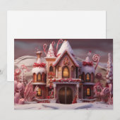 Fantasy kersthuisje met snoepjes 3  feestdagenkaart (Voorkant / Achterkant)